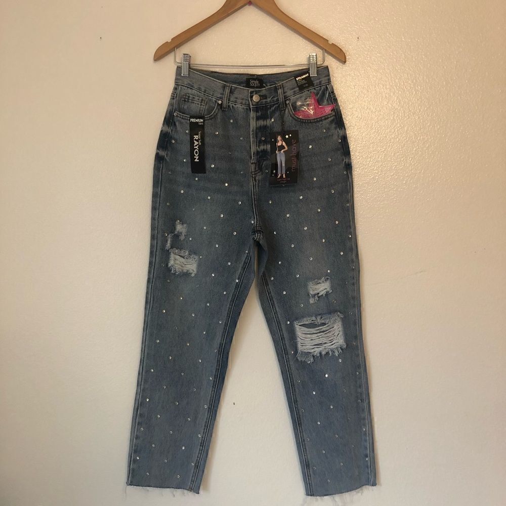 NWT SIMPLE SOCIETY Super High Rise Straight Buttonfly Jeans Size 7/28